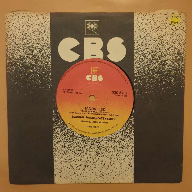 Scandal Featuring Patty Smyth  Hands Tied - Vinyl 7" Record - Very-Good+ Quality (VG+)