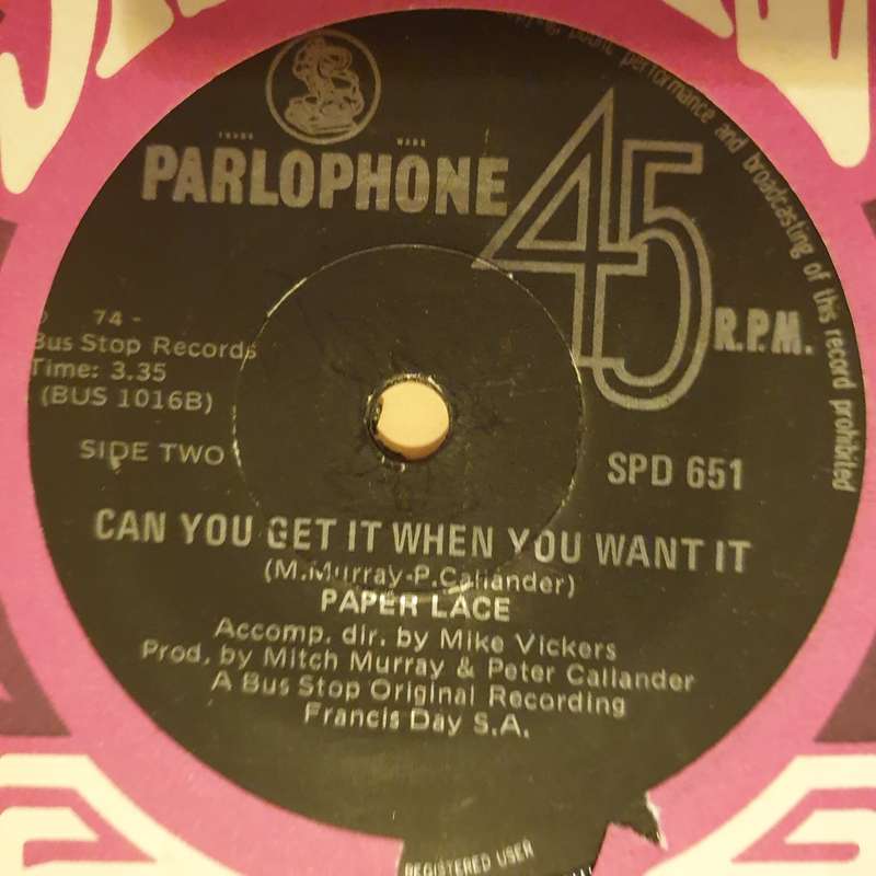 Paper Lace  The Night Chicago Died - Vinyl 7" Record - Very-Good+ Quality (VG+)