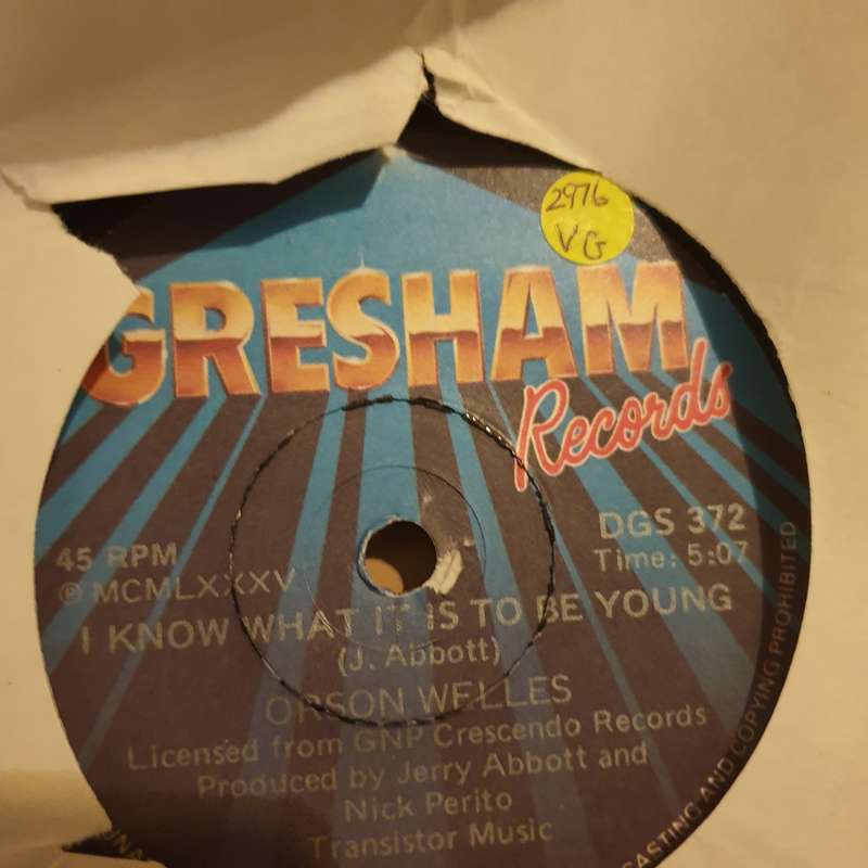 Orson Welles  I Know What It Is To Be Young - Vinyl 7" Record - Opened  - Very-Good Quality...