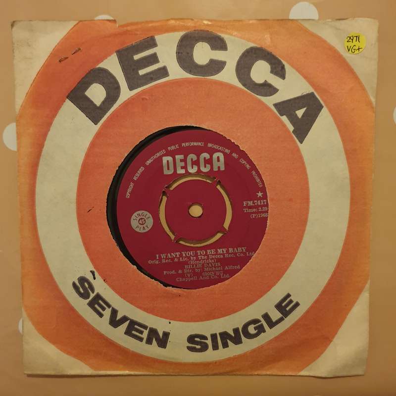 Billie Davis  I Want You To Be My Baby - Vinyl 7" Record - Very-Good+ Quality (VG+)