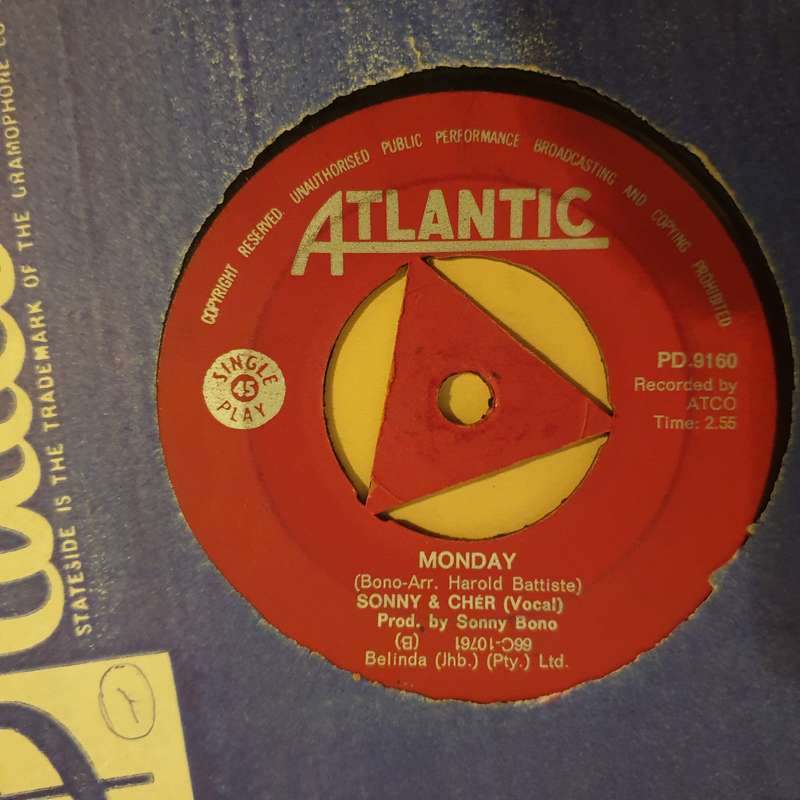Sonny & Cher  Little Man / Monday - Vinyl 7" Record - Opened  - Very-Good Quality (VG)