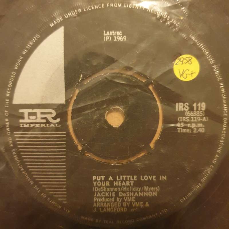 Jackie DeShannon  Put A Little Love In Your Heart - Vinyl 7" Record - Very-Good+ Quality (VG+)