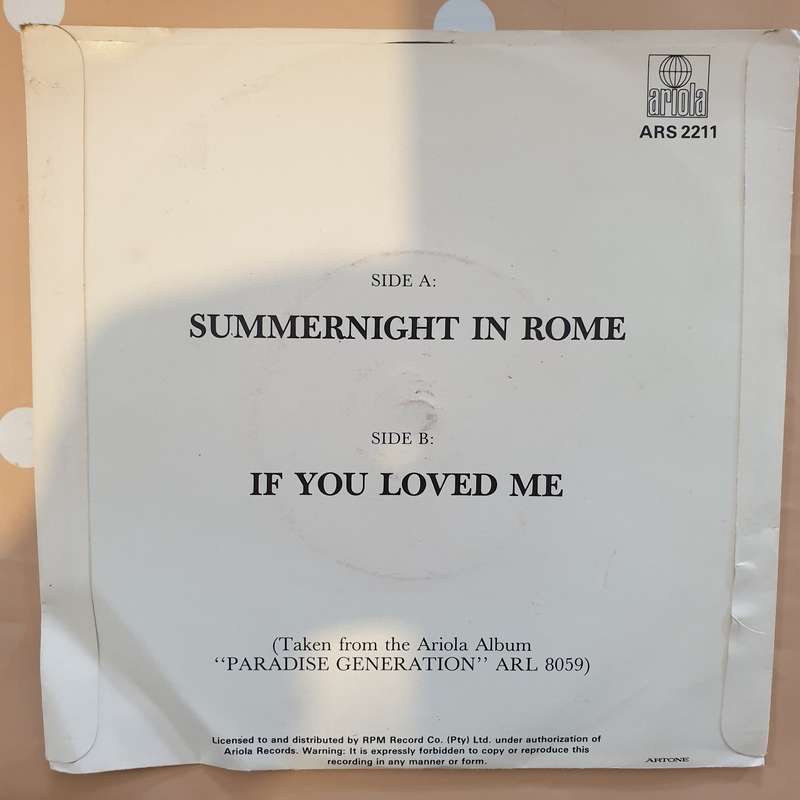 Audrey Landers  Summernight In Rome -  Vinyl 7" Record - Very-Good+ Quality (VG+)