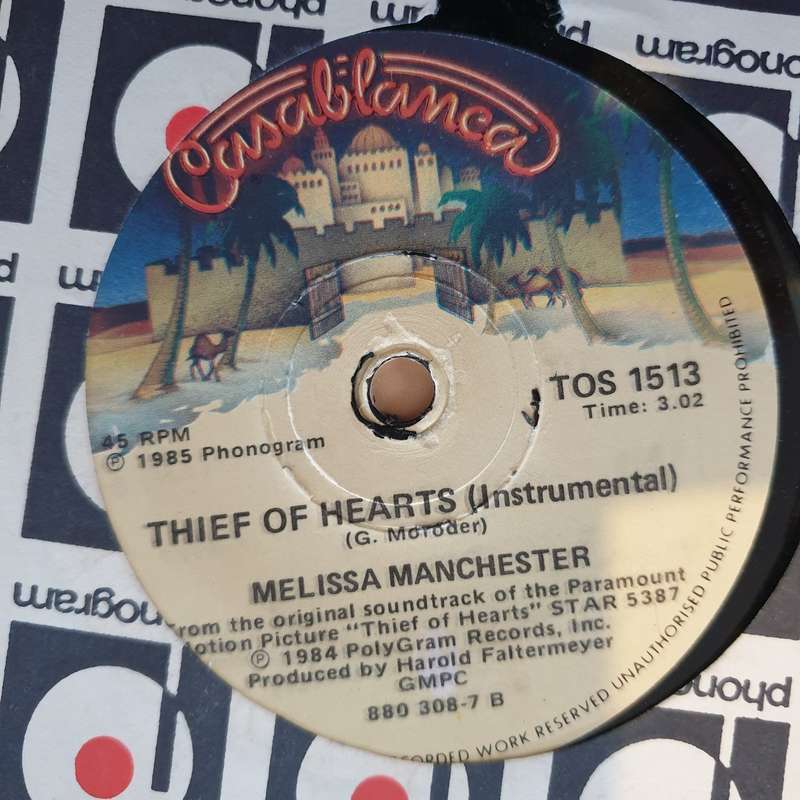 Melissa Manchester  Thief Of Hearts  -  Vinyl 7" Record - Very-Good+ Quality (VG+)
