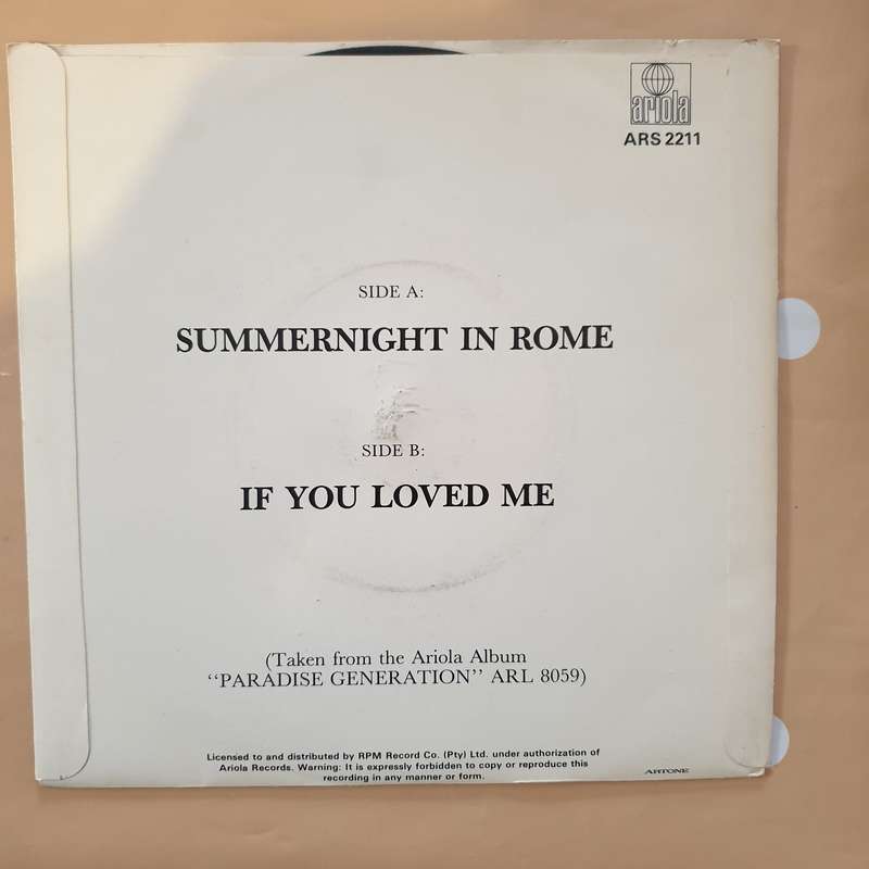 Audrey Landers  Summernight In Rome -  Vinyl 7" Record - Very-Good+ Quality (VG+)