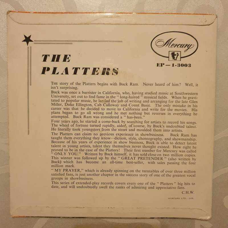 The Platters  The Platters -  Vinyl 7" Record - Very-Good+ Quality (VG+)