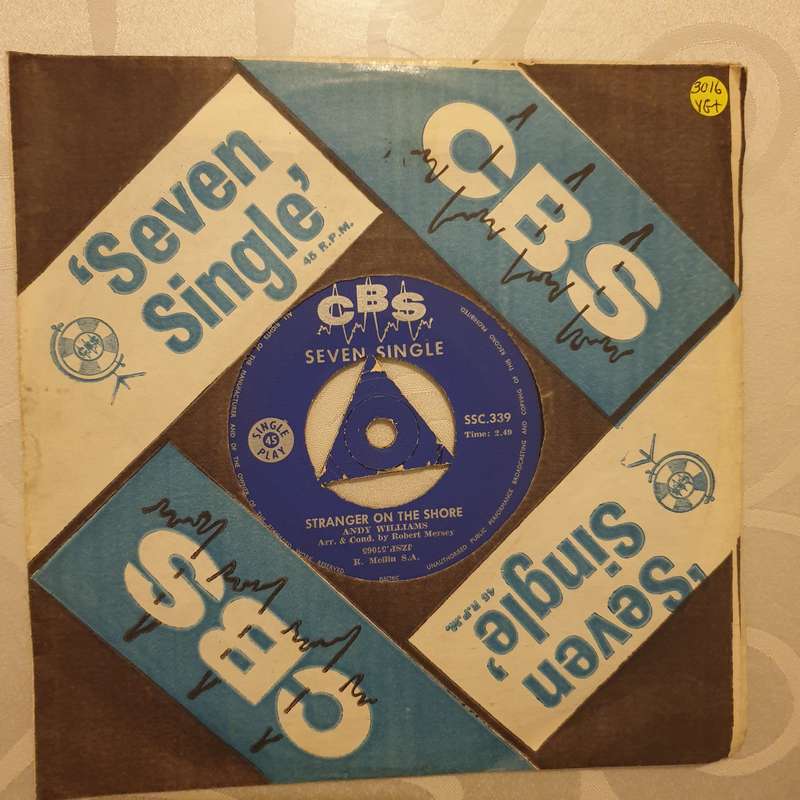 Andy Williams  Stranger On The Shore -  Vinyl 7" Record - Very-Good+ Quality (VG+)