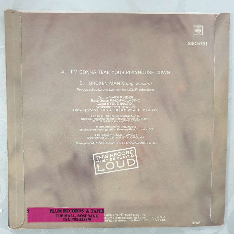 Paul Young  I'm Gonna Tear Your Playhouse Down -  Vinyl 7" Record - Very-Good+ Quality (VG+)
