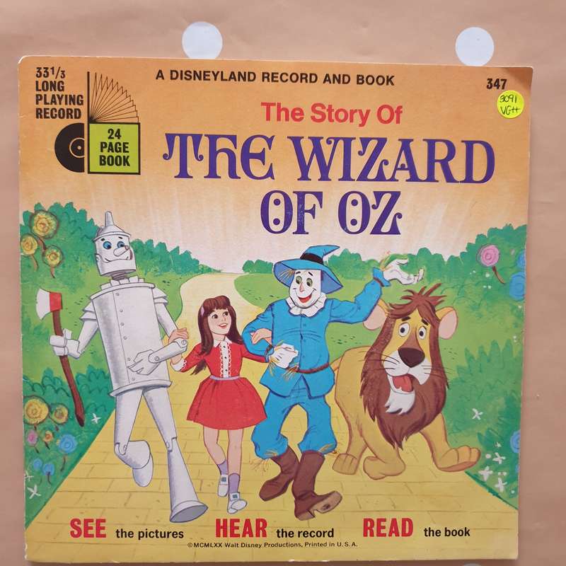 Disneyland - The Story Of The Wizard Of Oz with Book -  Vinyl 7" Record - Very-Good+ Quality (VG+)