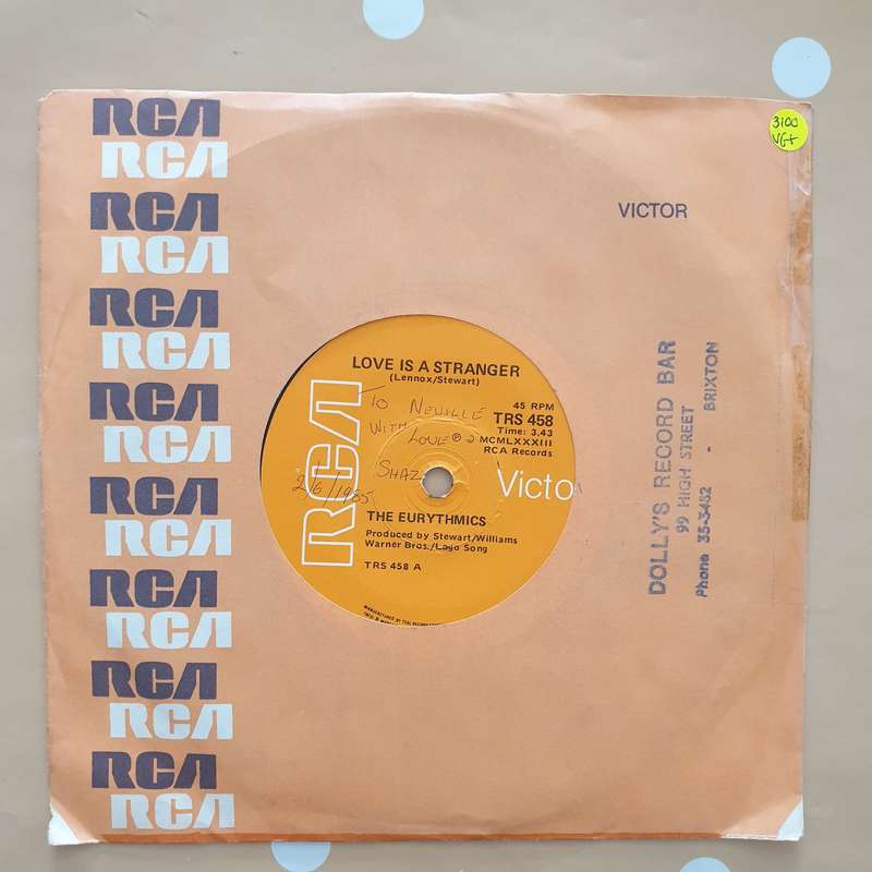The Eurythmics  Love Is A Stranger -  Vinyl 7" Record - Very-Good+ Quality (VG+)