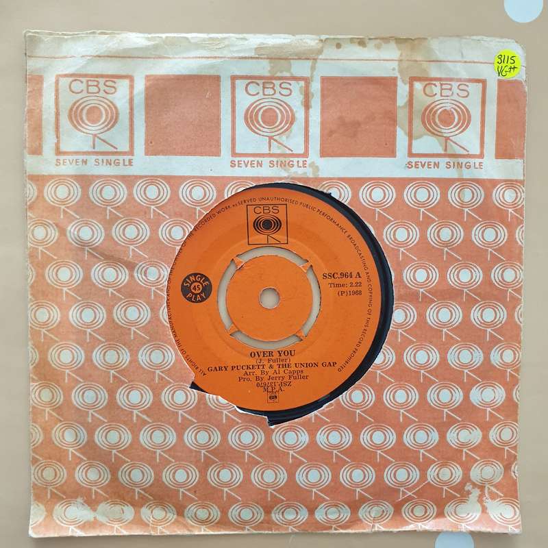 Gary Puckett And The Union Gap  Over You -  Vinyl 7" Record - Very-Good+ Quality (VG+)