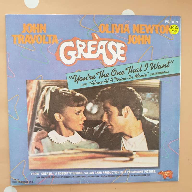Grease - Vinyl 7" Record - Very-Good+ Quality (VG+) (verygoodplus7)