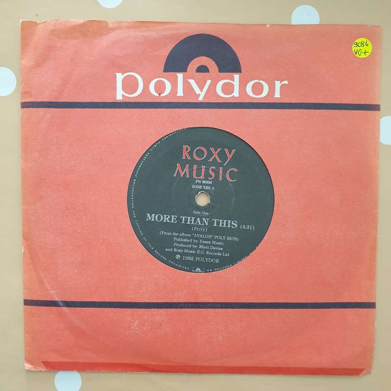 Roxy Music  More Than This - Vinyl 7" Record - Very-Good+ Quality (VG+)