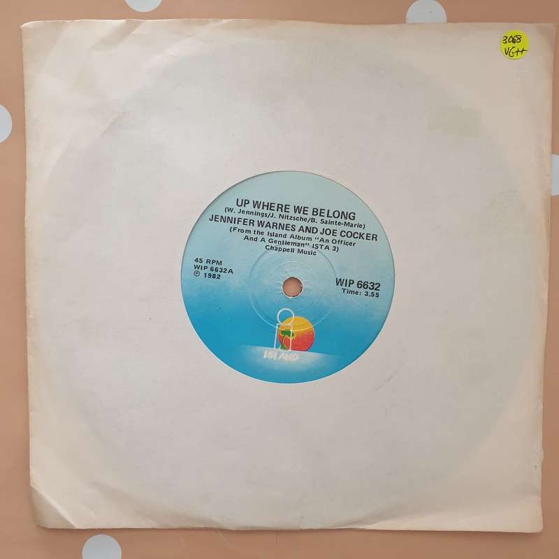 Joe Cocker / Jennifer Warnes  Up Where We Belong - Vinyl 7" Record - Very-Good+ Quality (VG+)