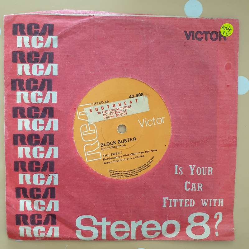 The Sweet  Block Buster - Vinyl 7" Record - Very-Good Quality (VG)