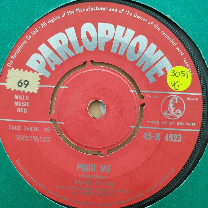 Adam Faith  Poor Me - Vinyl 7" Record - Very-Good Quality (VG)