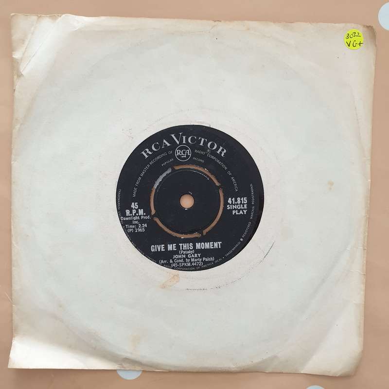John Gary - Give Me This Moment - Vinyl 7" Record - Very-Good+ Quality (VG+)