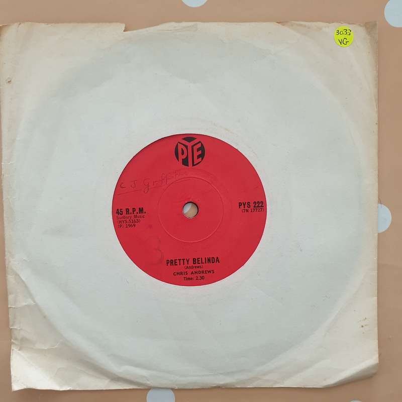 Chris Andrews  Pretty Belinda - Vinyl 7" Record - Very-Good+ Quality (VG+)