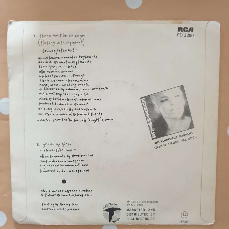 Eurythmics  There Must Be An Angel (Playing With My Heart) - Vinyl 7" Record - Very-Good+ Q...