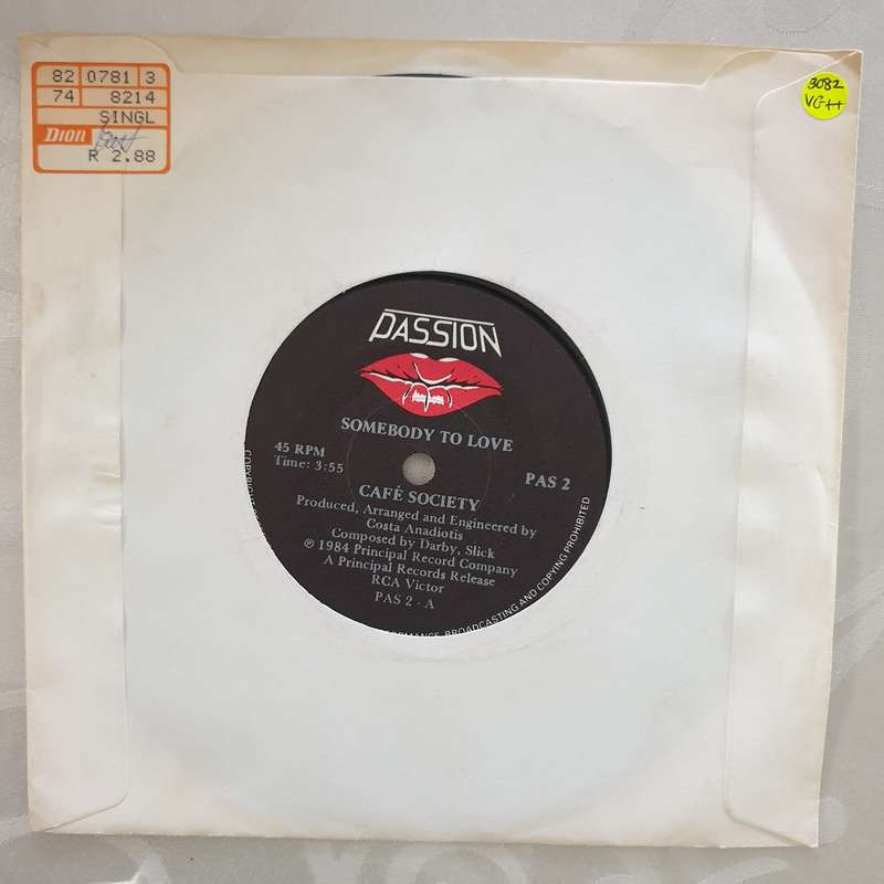 Cafe Society  Somebody To Love - Vinyl 7" Record - Very-Good+ Quality (VG+)