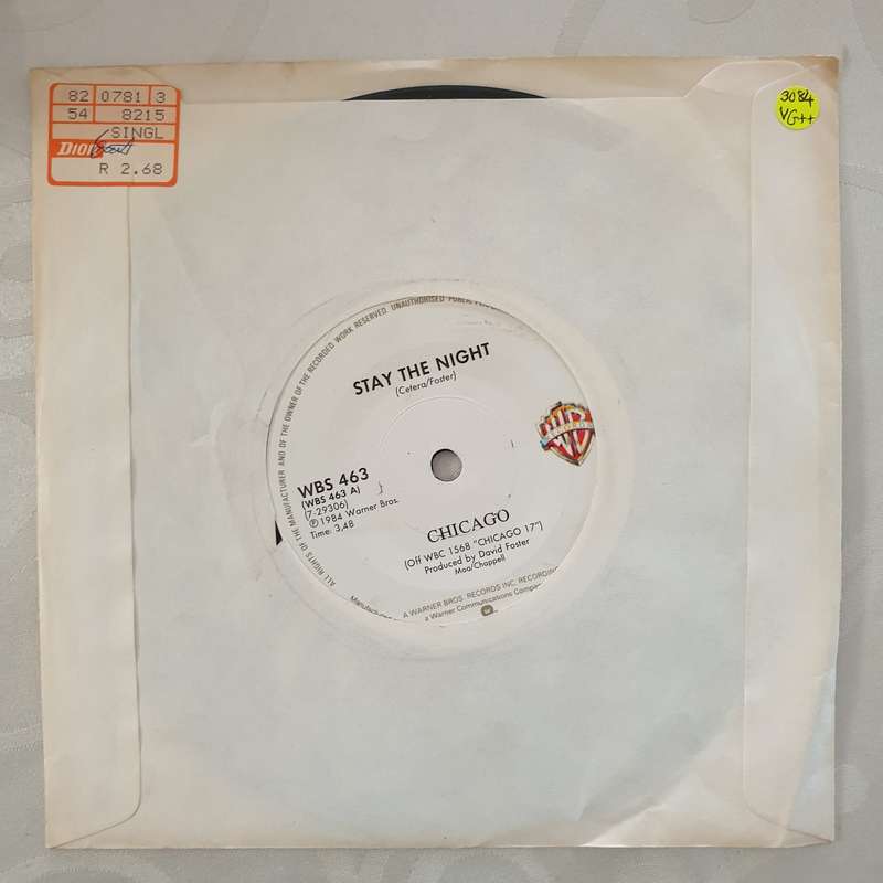 Chicago  Stay The Night - Vinyl 7" Record - Very-Good+ Quality (VG+)