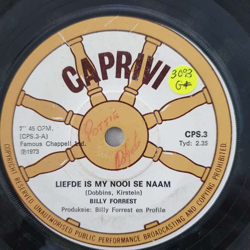 Billy Forrest - Liefde is my Nooi se Naam - Vinyl 7" Record - Good+ Quality (G+)