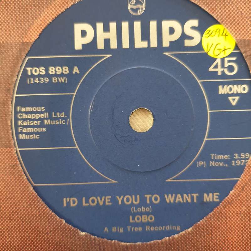 Lobo   I'd Love You To Want Me / Am I True To Myself - Vinyl 7" Record - Very-Good+ Quality...