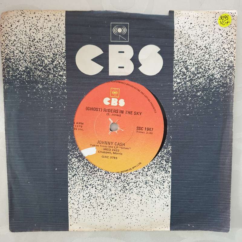 Johnny Cash  (Ghost) Riders In The Sky - Vinyl 7" Record - Very-Good+ Quality (VG+)