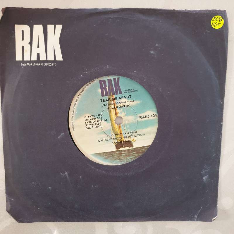 Suzi Quatro  Tear Me Apart - Vinyl 7" Record - Very-Good+ Quality (VG+)