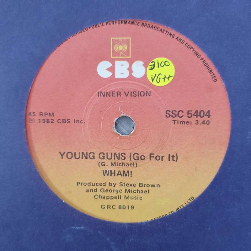Wham!  Young Guns (Go For It) - Vinyl 7" Record - Very-Good+ Quality (VG+)