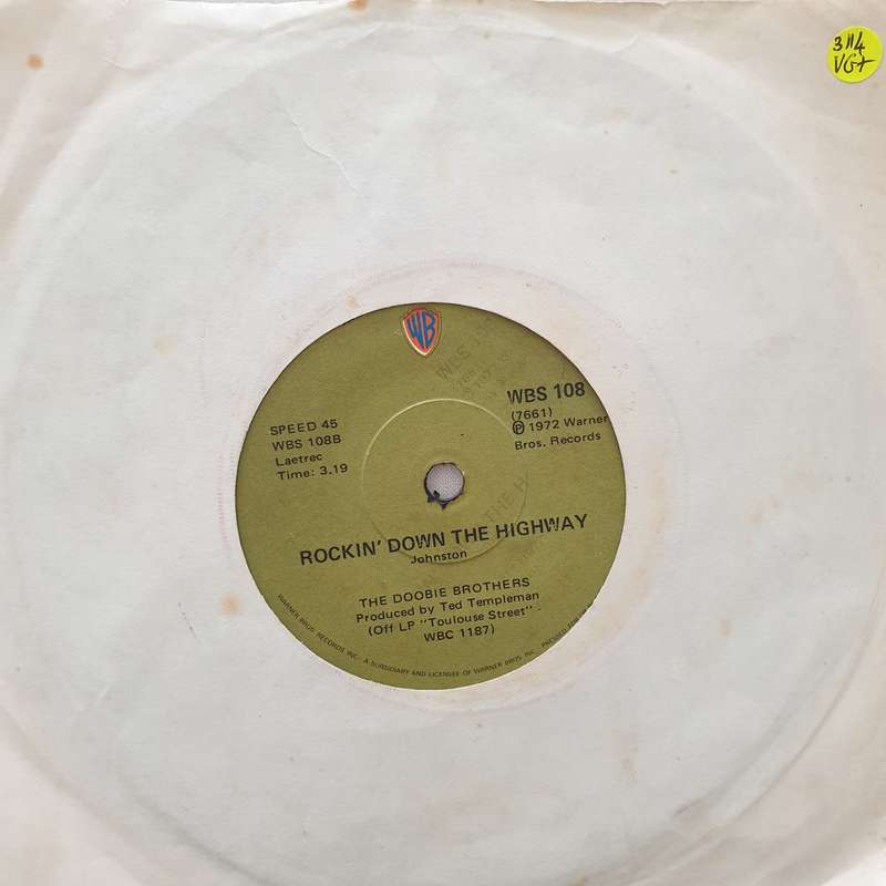 The Doobie Brothers  Rockin' Down The Highway - Vinyl 7" Record - Very-Good+ Quality (VG+)