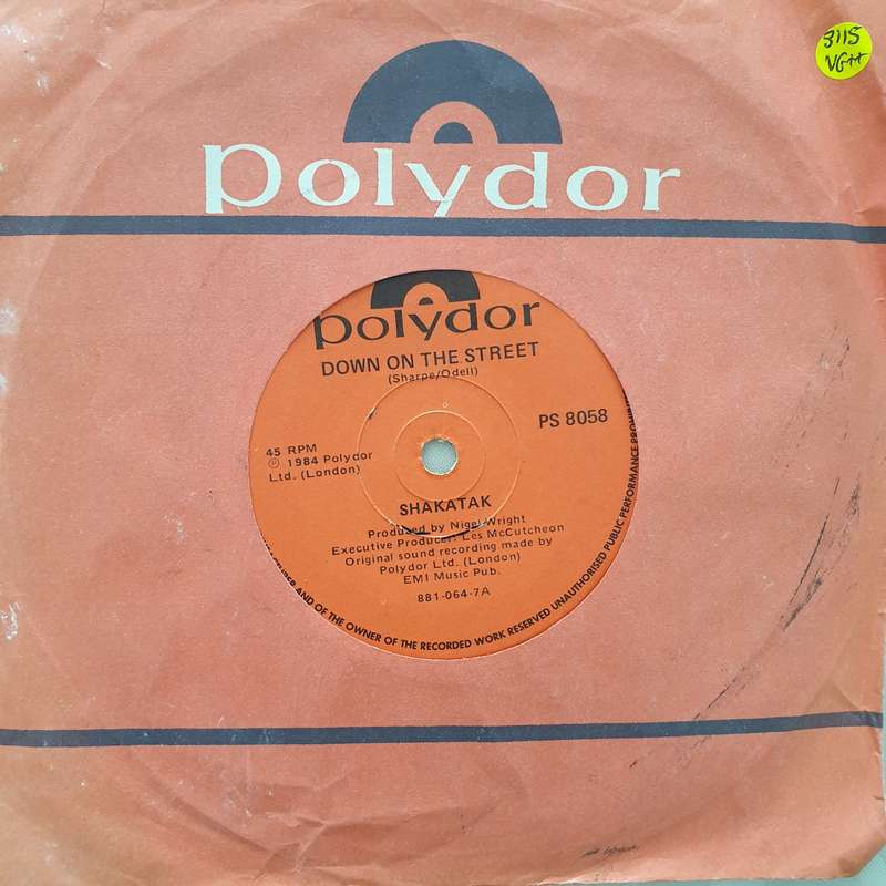 Shakatak  Down On The Street - Vinyl 7" Record - Very-Good+ Quality (VG+)