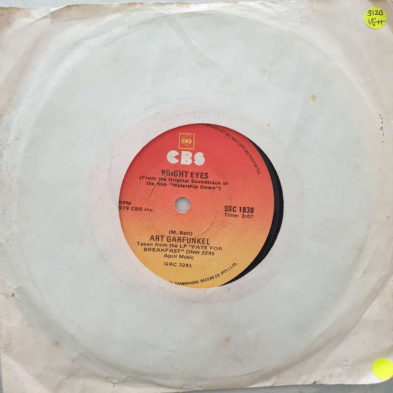 Art Garfunkel  Bright Eyes - Vinyl 7" Record - Very-Good+ Quality (VG+)