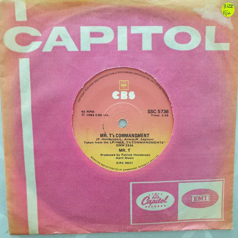 Mr. T  Mr. T's Commandment - Vinyl 7" Record - Very-Good+ Quality (VG+)