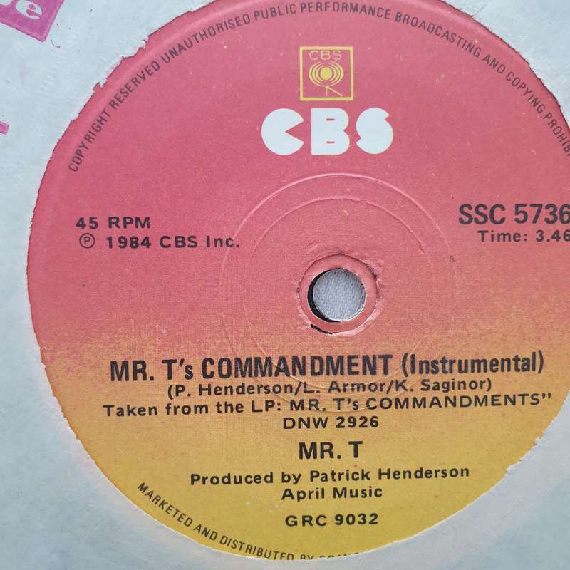Mr. T  Mr. T's Commandment - Vinyl 7" Record - Very-Good+ Quality (VG+)