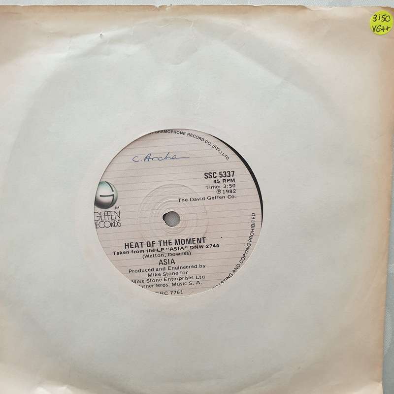Asia  Heat Of The Moment - Vinyl 7" Record - Very-Good+ Quality (VG+)