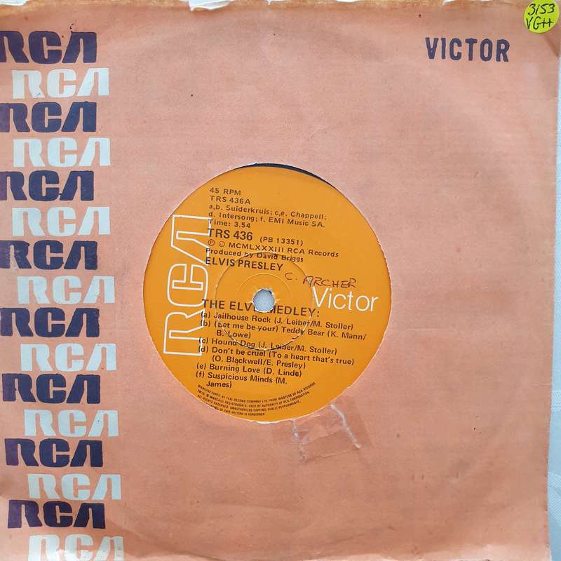 Elvis Presley  The Elvis Medley - Vinyl 7" Record - Very-Good+ Quality (VG+)