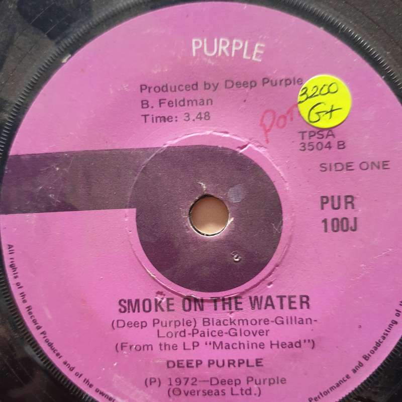 Deep Purple  Smoke On The Water - Vinyl 7" Record - Good+ Quality (G+)