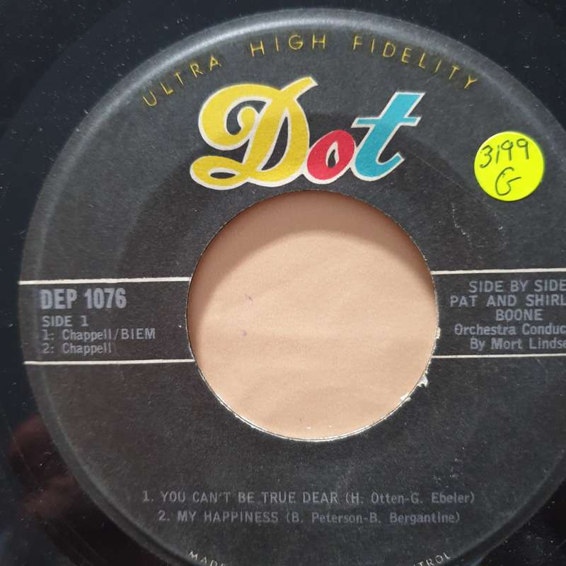 Pat And Shirley Boone  Side By Side - Vinyl 7" Record - Good Quality (G)