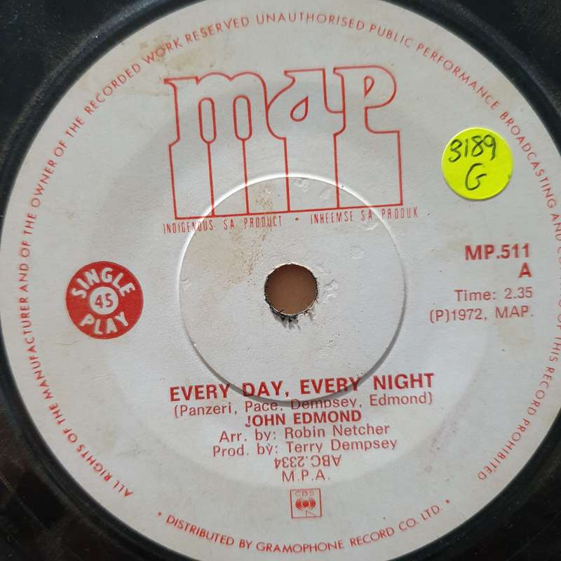 John Edmond - Every Day, Every Night - Vinyl 7" Record - Good Quality (G)
