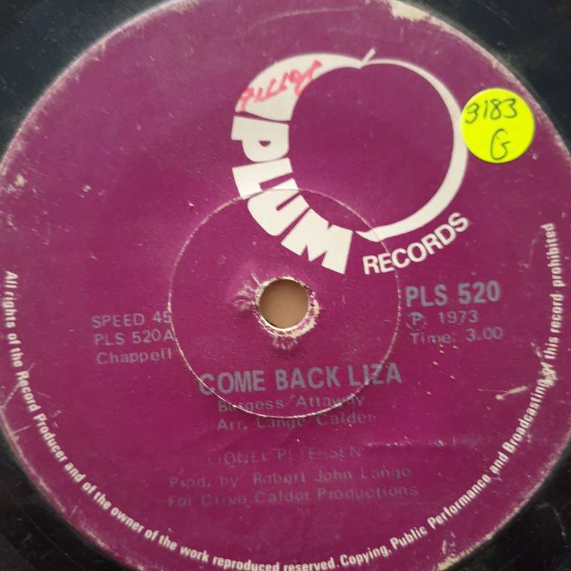 Lionel Petersen  Come Back Liza / Freight Train - Vinyl 7" Record - Good Quality (G)