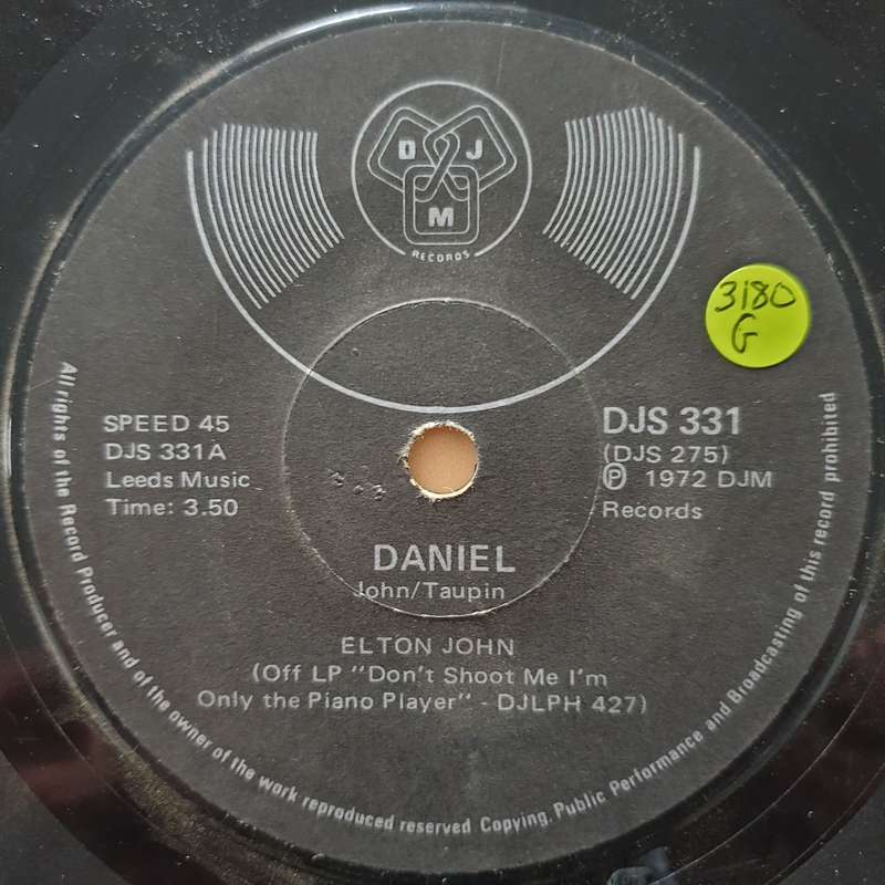Elton John  Daniel / Skyline Pigeon - Vinyl 7" Record - Good Quality (G)