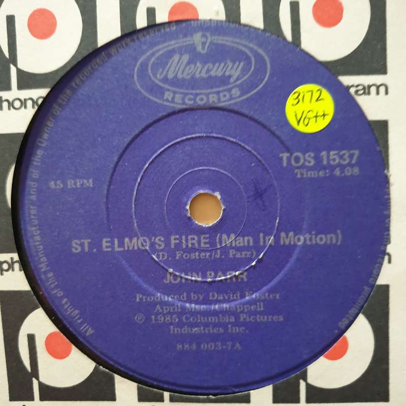 John Parr  St. Elmo's Fire (Man In Motion) - Vinyl 7" Record - Very-Good+ Quality (VG+)