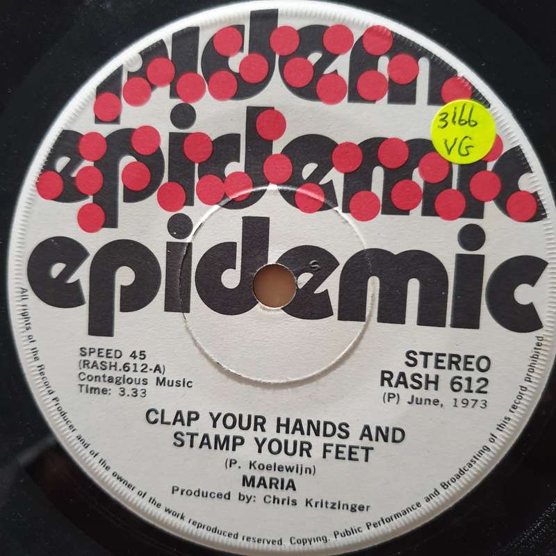 Maria  Clap Your Hands And Stamp Your Feet - Epidemic Label - Vinyl 7" Record - Very-Good Q...