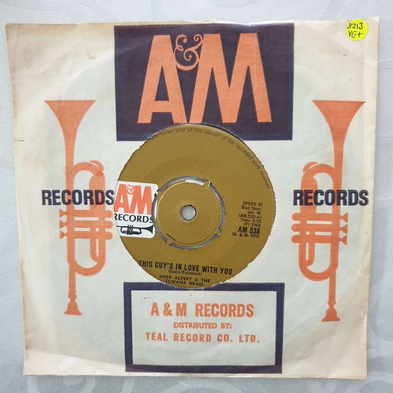 Herb Alpert  This Guy's In Love With You - Vinyl 7" Record - Very-Good+ Quality (VG+)