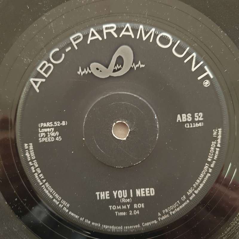 Tommy Roe  Dizzy / The You I Need - Vinyl 7" Record - Very-Good+ Quality (VG+)