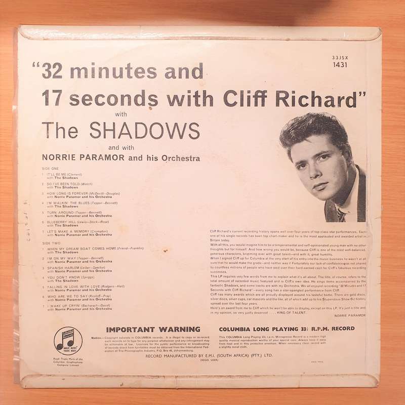 Cliff Richard  32 Minutes And 17 Seconds With Cliff Richard  - Vinyl LP Record - Good+ Qual...