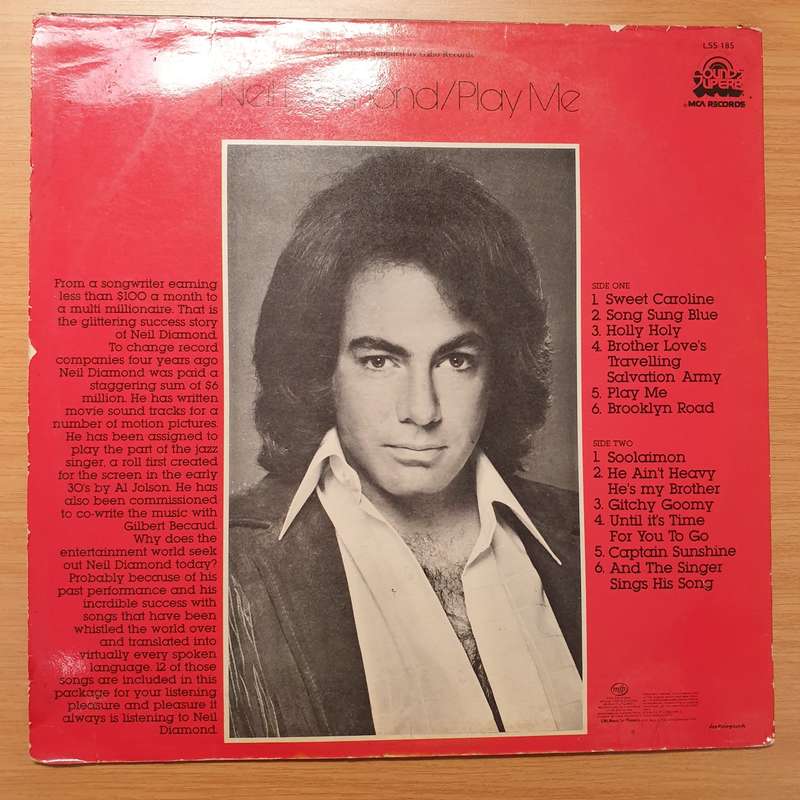 Neil Diamond  Play Me - Vinyl LP Record - Very-Good Quality (VG)