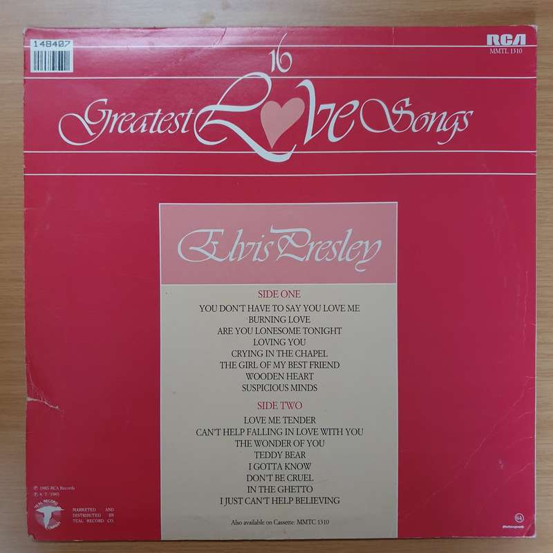 Elvis Presley - 16 Greatest Love Songs - Vinyl LP Record - Very-Good+ Quality (VG+)