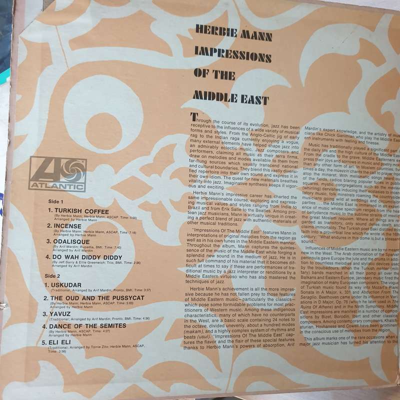 Herbie Mann  Impressions Of The Middle East - Vinyl LP Record - Very-Good+ Quality (VG+)